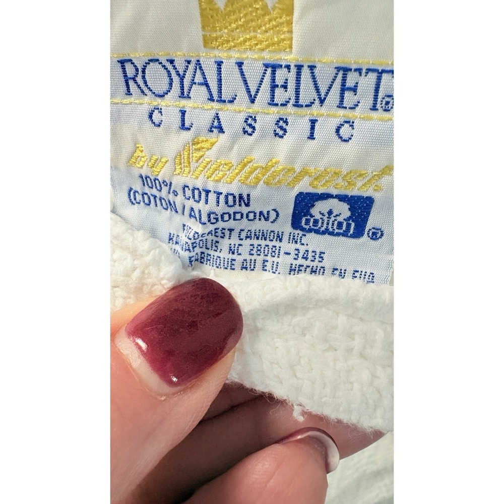 Vintage Fieldcrest Royal Velvet White Woven Cotton Full Queen Blanket Made USA - Picture 7 of 13